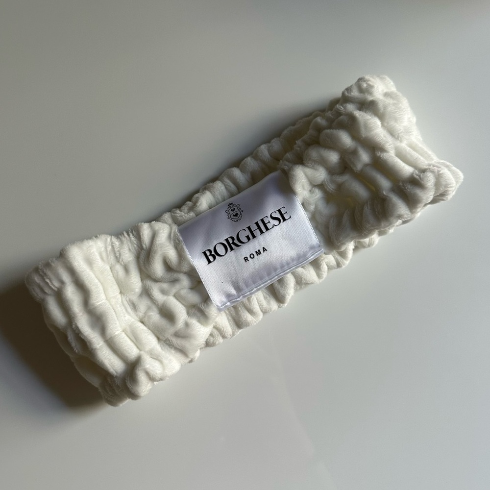 Borghese White towel Headband NWOT